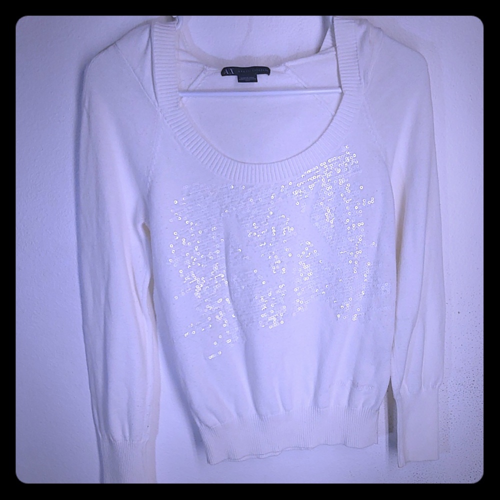 White armani sweater with sequins
